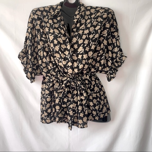 Haute Monde Tops - Floral Wrap Button Down Top